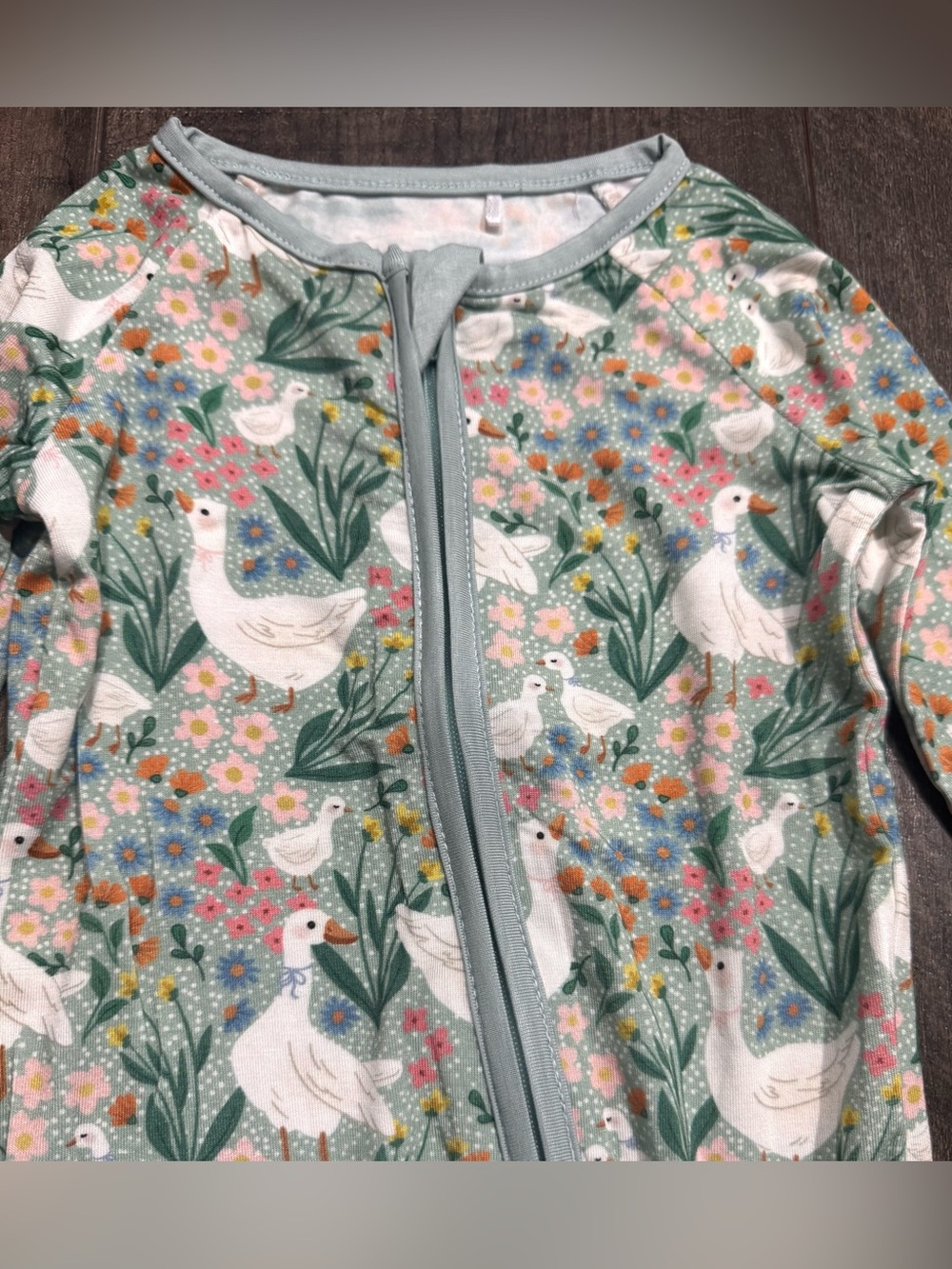 Bamboo Zipper Sleeper Floral Goose Print 12-18 m - Picture 3 of 3
